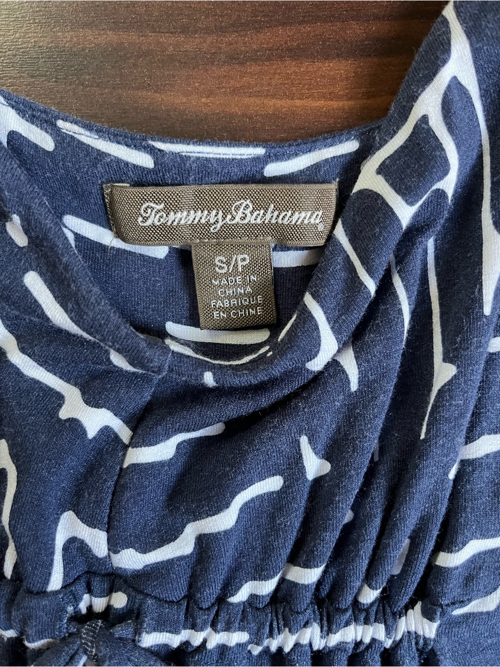 Tommy Bahama Navy and White Geometric Print Maxi Dress, S, EUC - Picture 2 of 4